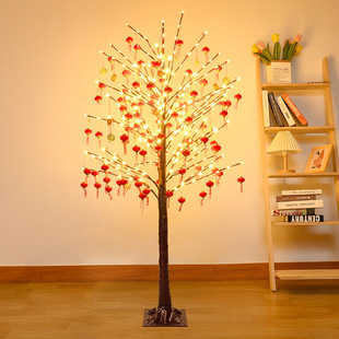 New Year Decoration Tree, Lantern Tree, Peach Blossom, Wishing and Blessing, Auspicious Glowing Tree, Shopping Mall Decoration Scene Layout