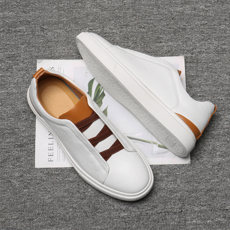 Round head men's board shoes British fashion trend casual sports shoes a slip-on_voghion.com