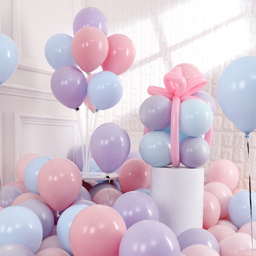 马卡龙色气球批发装饰场景布置儿童彩色卡通10寸加厚防爆粉色结婚