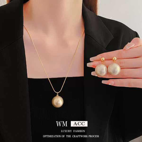 Real Gold Electroplated Silver Needle Simple Pearl Earrings Retro Versatile Earrings Light Luxury High-End Earrings Factory Wholesale