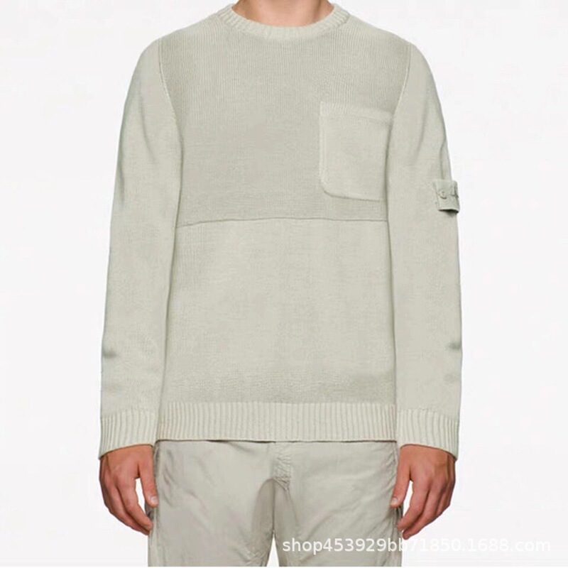 Cross-Border Stone Ghost Series Stone Patchwork Pocket Pullover Knit Sweater Casual Pullover Sweater Unisex Trendy