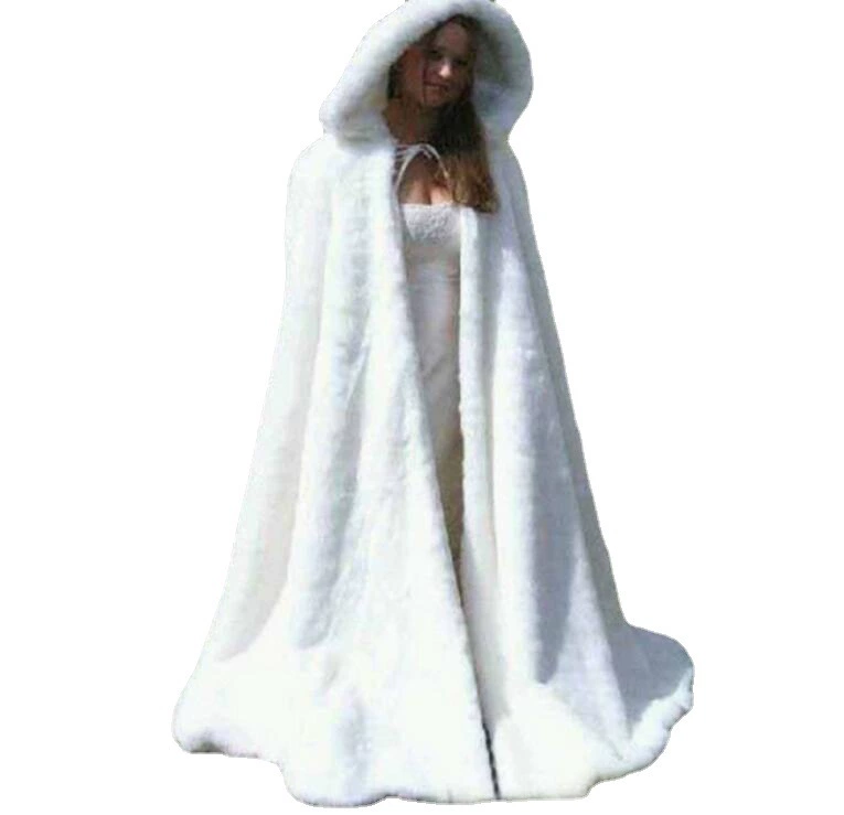 Fleece cloak, hat sleevless, keep warm trench coat for bride