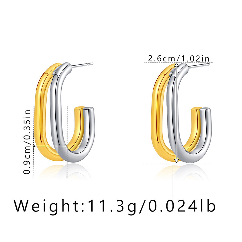 Fashion C Shape Copper Irregular Plating Ear Studs 1 Pair