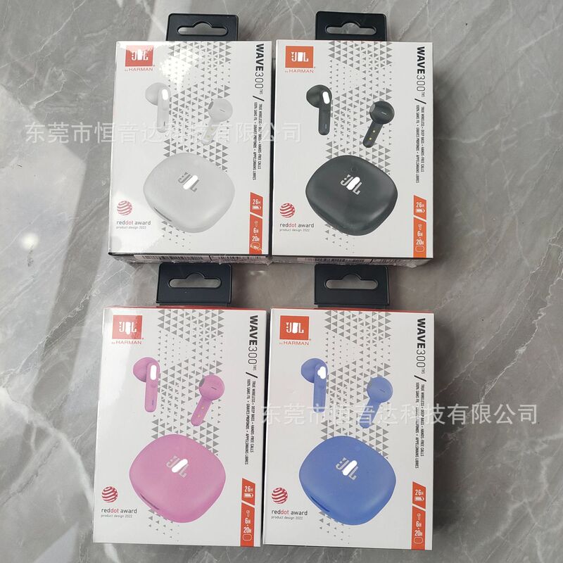 The Cross-Border Hit Product Wave300Tws Wireless Bluetooth Headset Supports Calls and Is a Dual-Ear Semi-In-Ear Stereo Headset