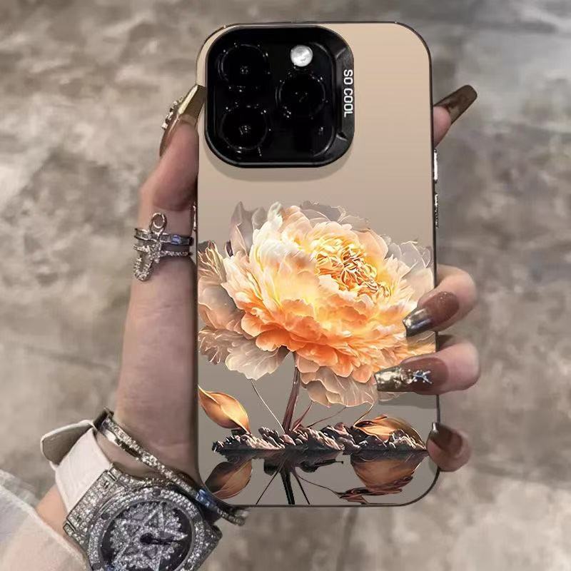 El nuevo Golden Leaf Lotus se aplica a la carcasa del teléfono móvil iphone16 Apple 15promax/14 transfronterizo 13pro12 comercio exterior