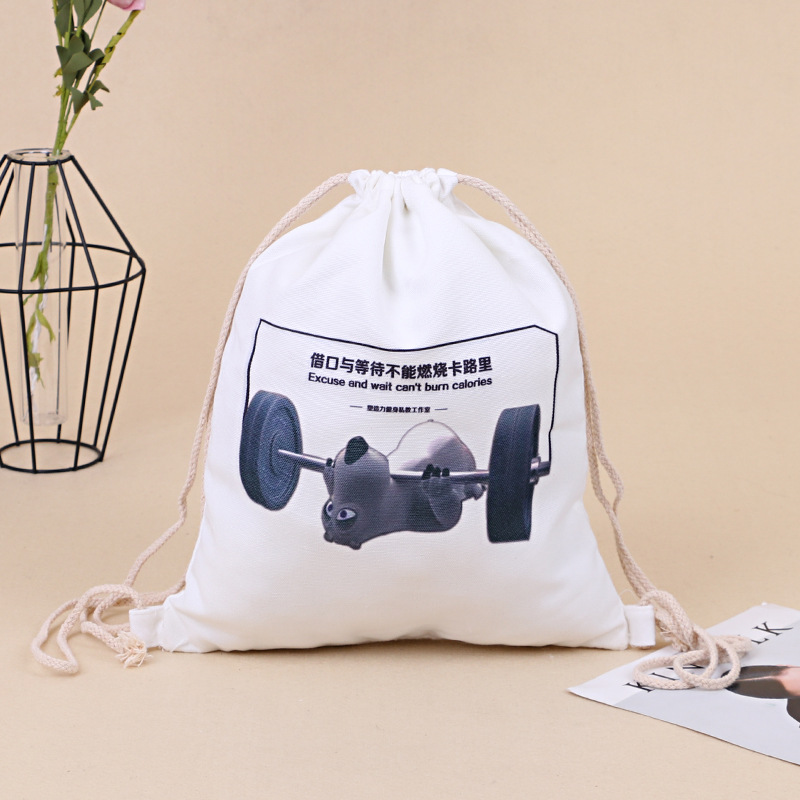 抽绳背包棉布帆布束口袋定制logo 折叠购物袋帆布包收纳袋批发