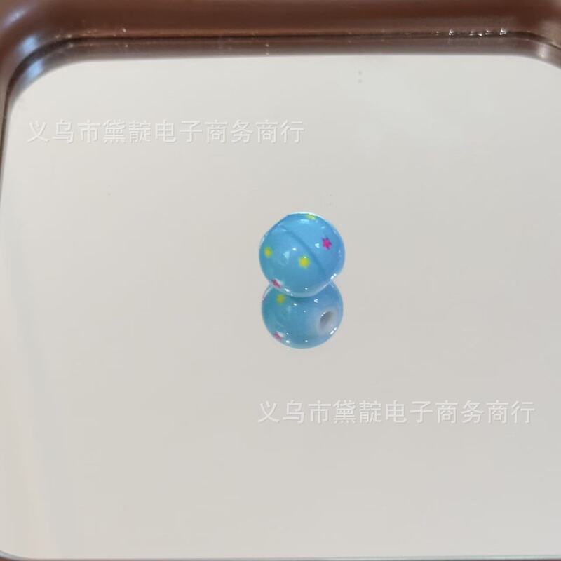 12mm印刷星星圆珠串珠 diy儿童手链饰品配件手机绳钥匙扣项链材料|undefined