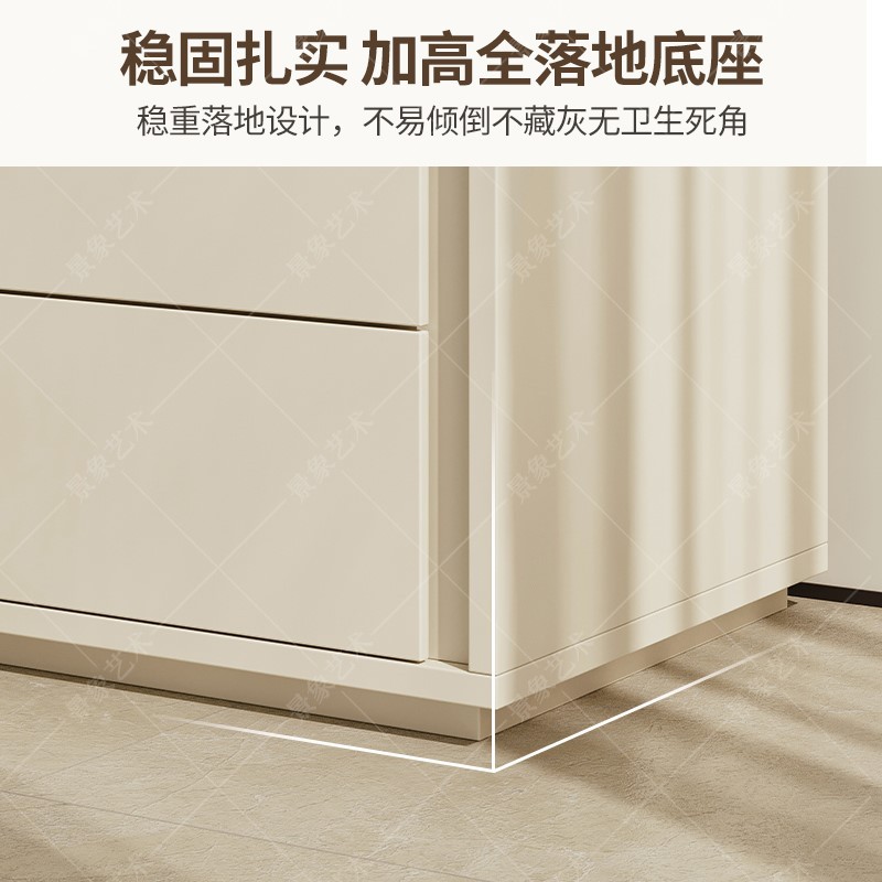 Mesa de cabezal de cama lujosa sensación de dormitorio de alta calidad almacenamiento al lado de la cama pequeño gabinete de almacenamiento simple ventana lateral de crema doble cajón