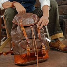 欧美复古真皮休闲背包登山旅行头层牛皮植鞣皮具男士新款背包双肩