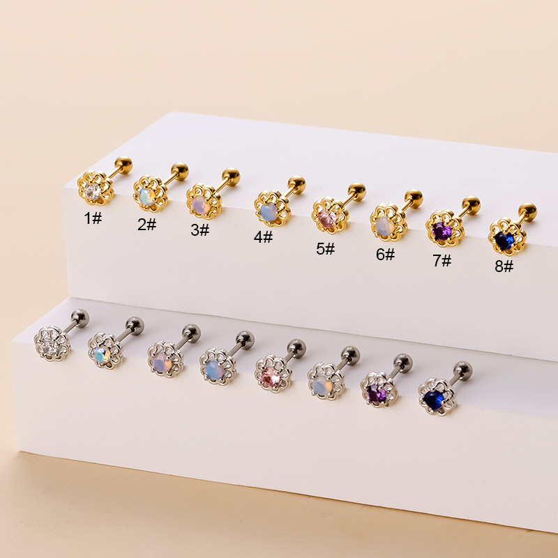 Fashion Flower Metal Plating Zircon Ear Studs