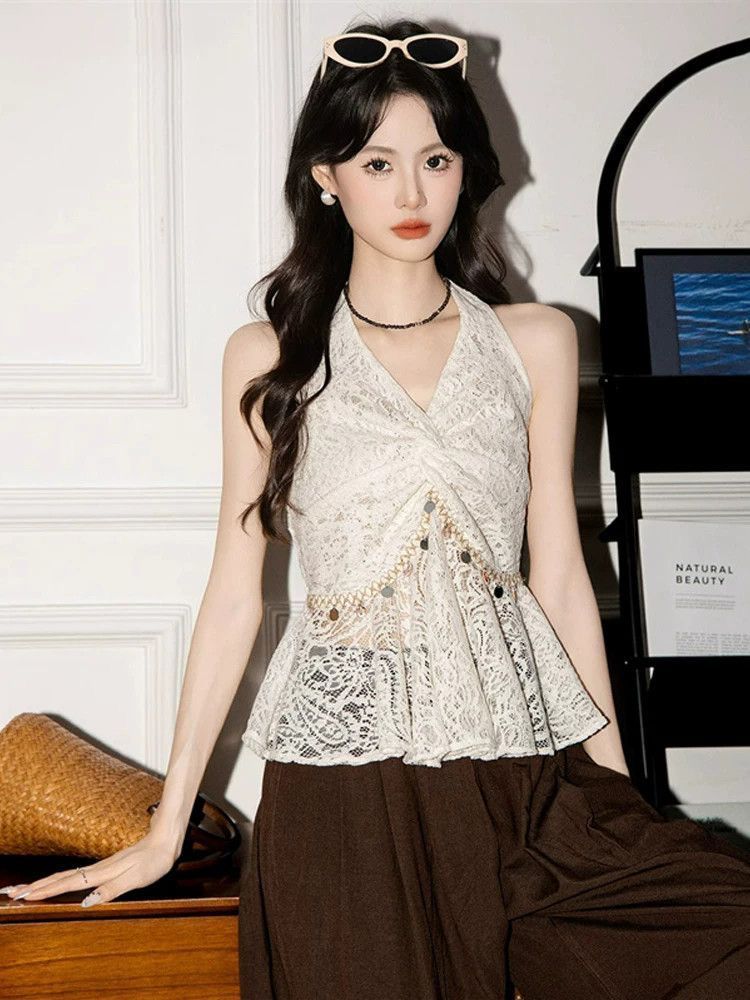Summer lace fitted sexy design tank top sleevless