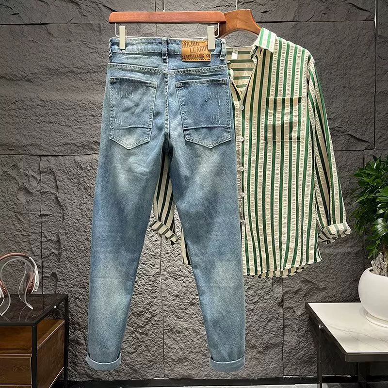 Осенние джинсы, модные брюки, slim fit