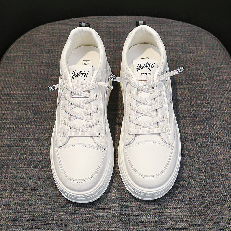 Genuine Leather Platform Trainers For Women Versatile Spring Shoes_voghion.com