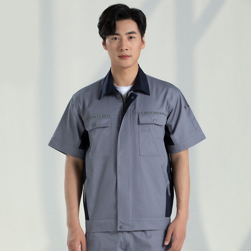 Trajes de trabajo de mangas cortas para hombres desgaste sitio de construcción de reparación de automóviles ropa mecánica y eléctrica fábrica de ropa de seguro laboral personalizada
