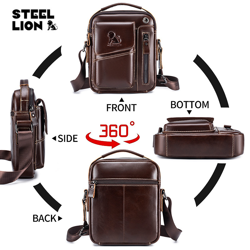 Bolso de hombro pequeño de los hombres de piel de vaca primera capa de piel de vaca hombro crossbody bolsa de deportes de moda MINI Bolso pequeño bolso duradero