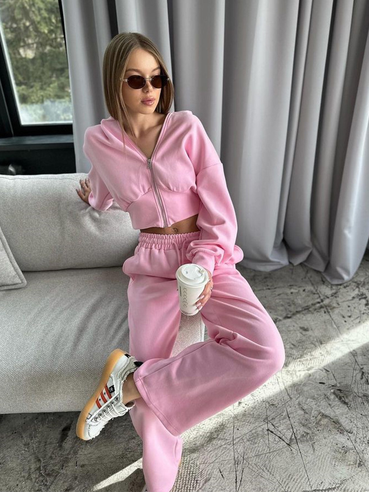 Casual Women's Hooded Sweatshirt With Zipper And Drawstring_voghion.com