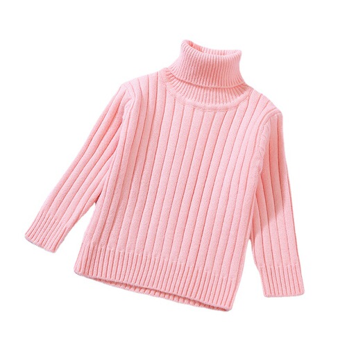 Children's turtleneck sweater, thickened solid-color autumn/winter outfit for girls—pullover base layer for boys, best-selling knit bottoming shirt.