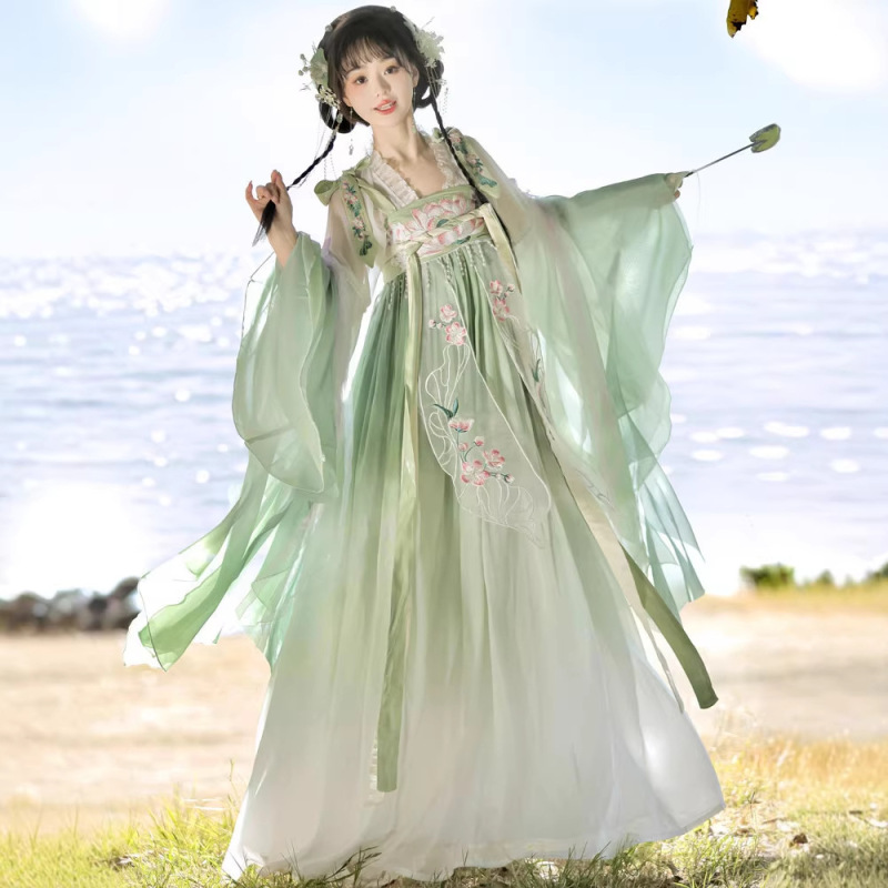 Han Yu Kui's Original Hanfu for Women【Qing He】Qixiong Ruqun Daily Style Chinese Style New Han Elements Spring and Summer