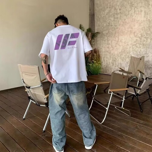 American oversized short-sleeve T-shirt for men, trendy brand summer new fashion, Instagram-style, Hong Kong style, half-sleeve loose top clothing