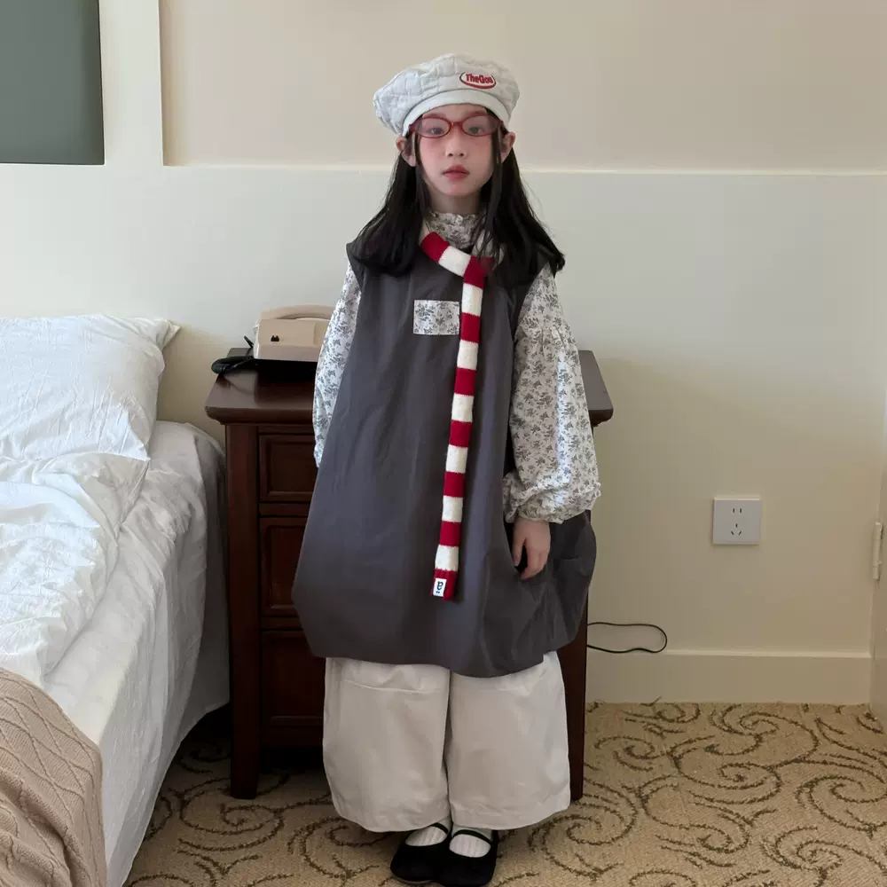 童外套2025秋季女童韩版纯色休休闲中长款无袖风衣儿童百搭背心裙