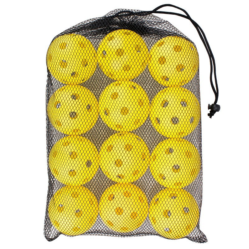 Pickleball72Mm26 Hole Pe Blow Molding 23g Plastic Wei Floating Hole Ball Pickleball + Black Mesh Bag Cover