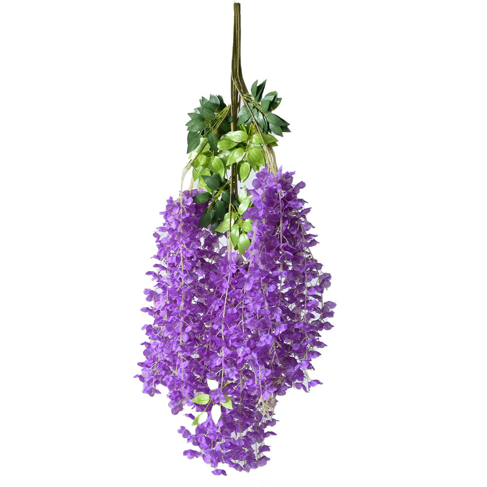 Simulación flor de glicina de 6 hojas flor falsa flor de techo violeta flor de boda de glicina decoración de flores de ratán decoración de flores vid