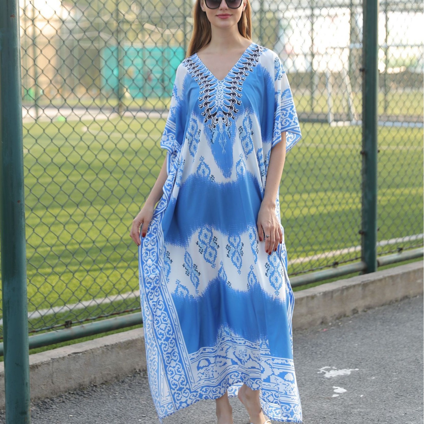 Blusa de playa europea y americana secado rápido floreciente impreso traje de vacaciones suelto bikini ropa de protección solar traje de baño femenino 5D23