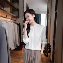 2025春季新款气质洋气纯色法式设计感真丝女士衬衫时尚百搭上衣