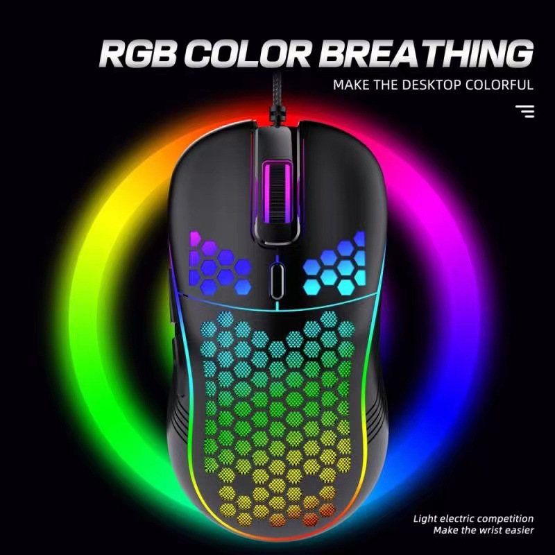 Lightweight RGB game mouse honeycomb hole mouse wired light 6 key…
