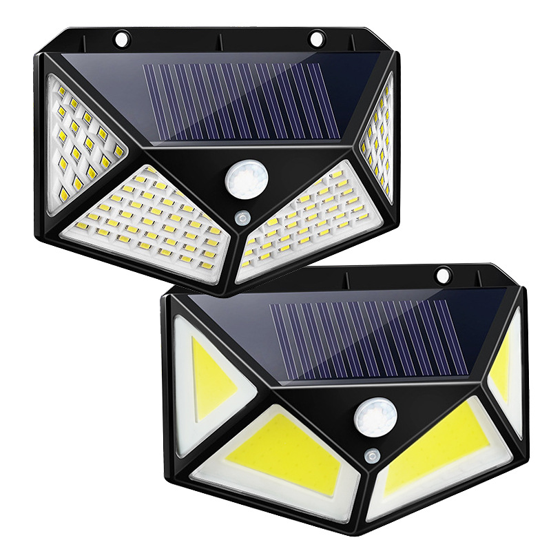 Lámpara de pared solar lámpara de sensor de cuerpo humano iluminación de jardín al aire libre lámpara de pared al aire libre rural 100led