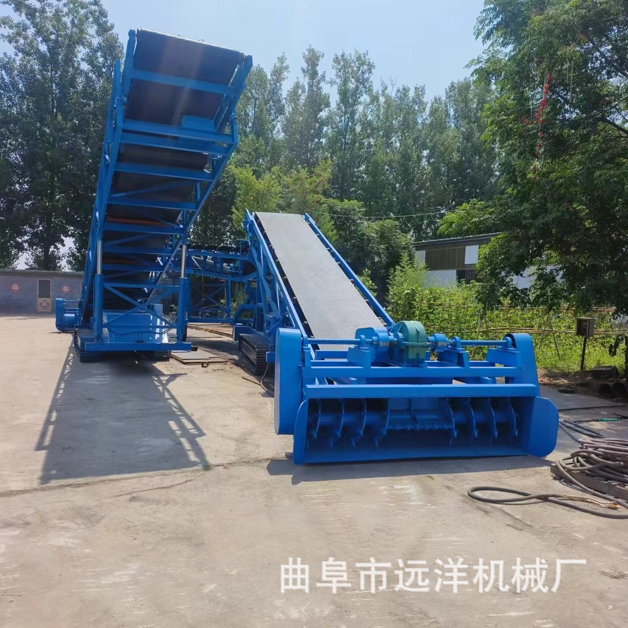带螺旋上料皮带机1000遥控式沙土皮带扒料机矿石渣土装车皮带机