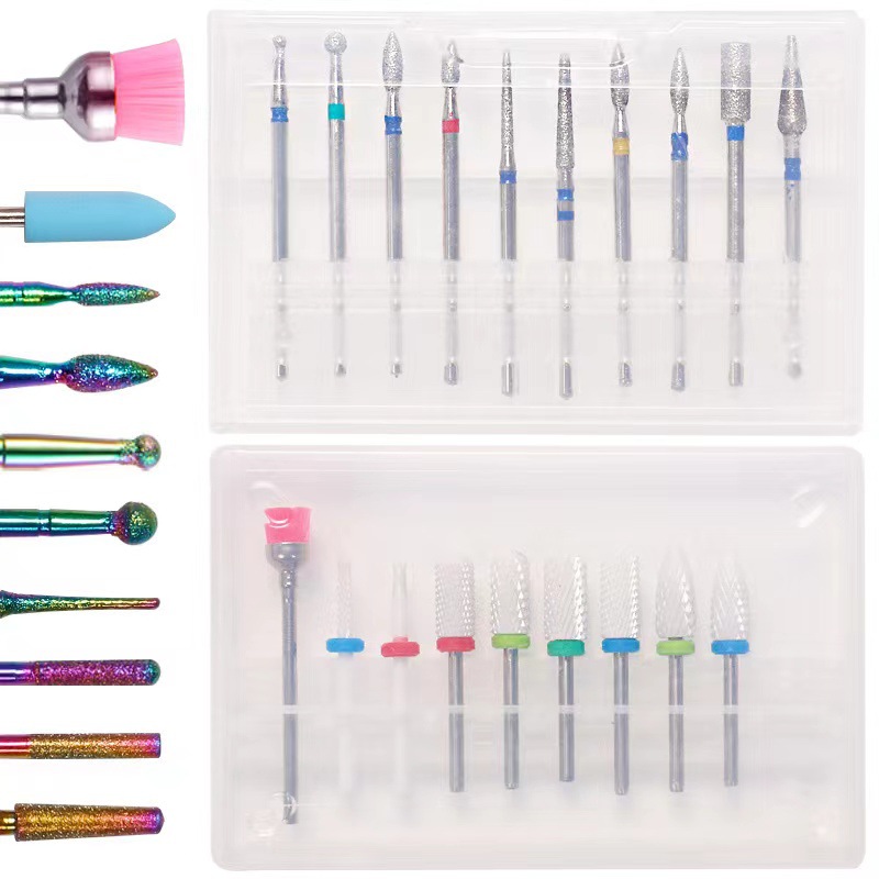 Transfronteriza suministro directo de uñas de diamante cerámica pulizante conjunto de cepillo limpio y desmontación de uñas de uñas pulizante conjunto de uñas