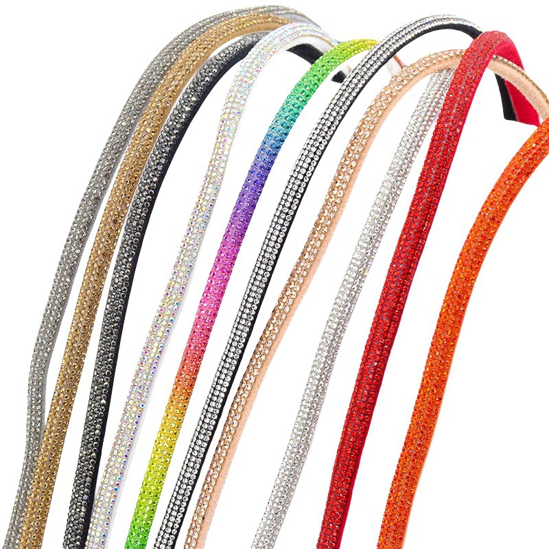 水钻抽条鞋材粘钻绳内加棉芯满钻鞋面半圆抽条烫钻箱包辅料水钻绳