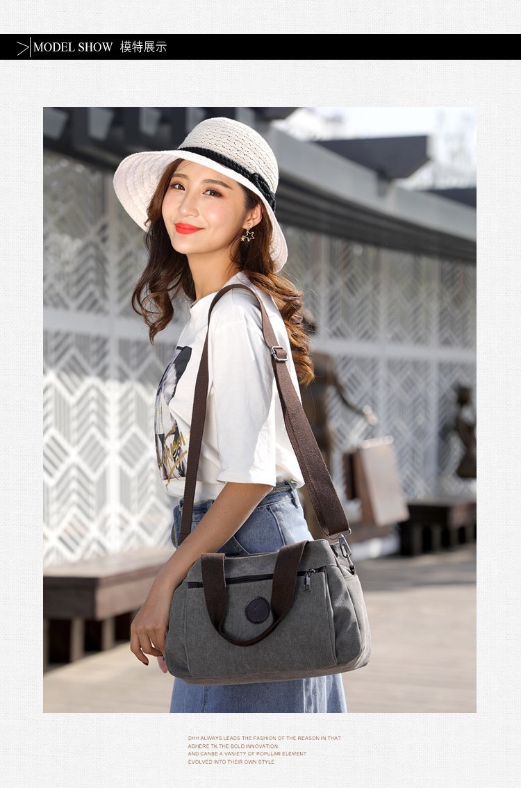 New casual canvas European and American women's single-shoulder bag, solid color trendy women's bag and handbag, cross-border one-piece consignment worldwide undefined