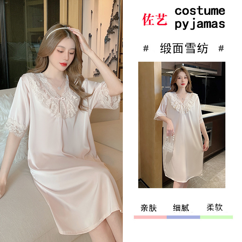 YL556 레이스 나이트 드레스 샴페인 파우더