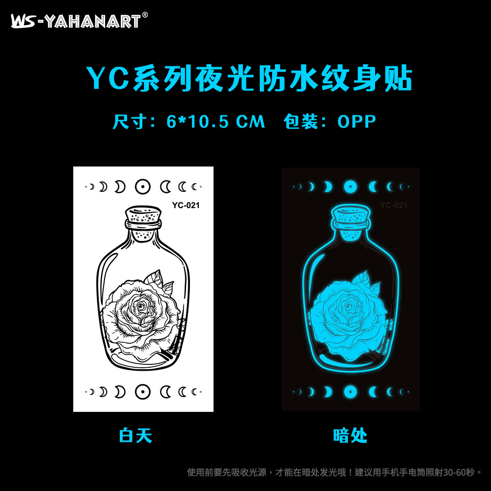 Tatuajes Temporales Luminosos Azules Papel de Transferencia de Agua Luminoso para Fiestas y Discotecas