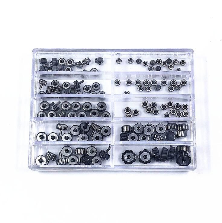 手表配件 全钢把头小件把头 枪色把头盒装全钢把头黑色把头