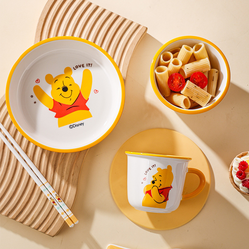 Disney nuevo Stilwell curioso para una persona comida platos de cerámica redondos cajas de regalo cubiertos de dibujos animados regalo de porcelana blanca