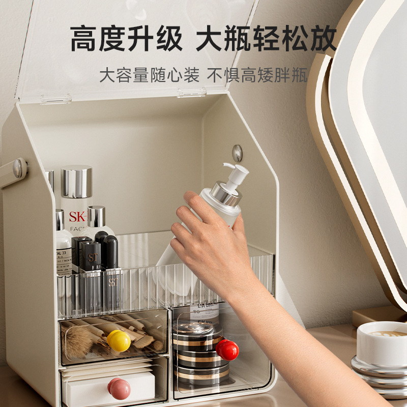 大容量化妆刷化妆品收纳盒高级感口红梳妆台桌面护肤品收纳置物架|undefined