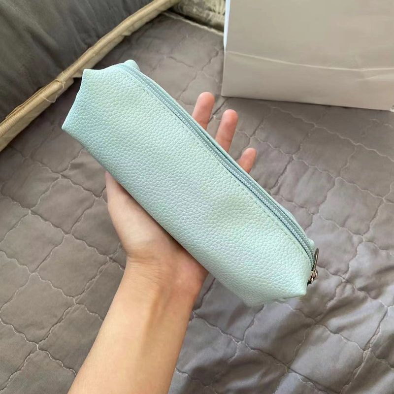 荔枝纹笔袋初中女撞色简约耐脏防褶皱日系高颜值大学生收纳文具袋|undefined