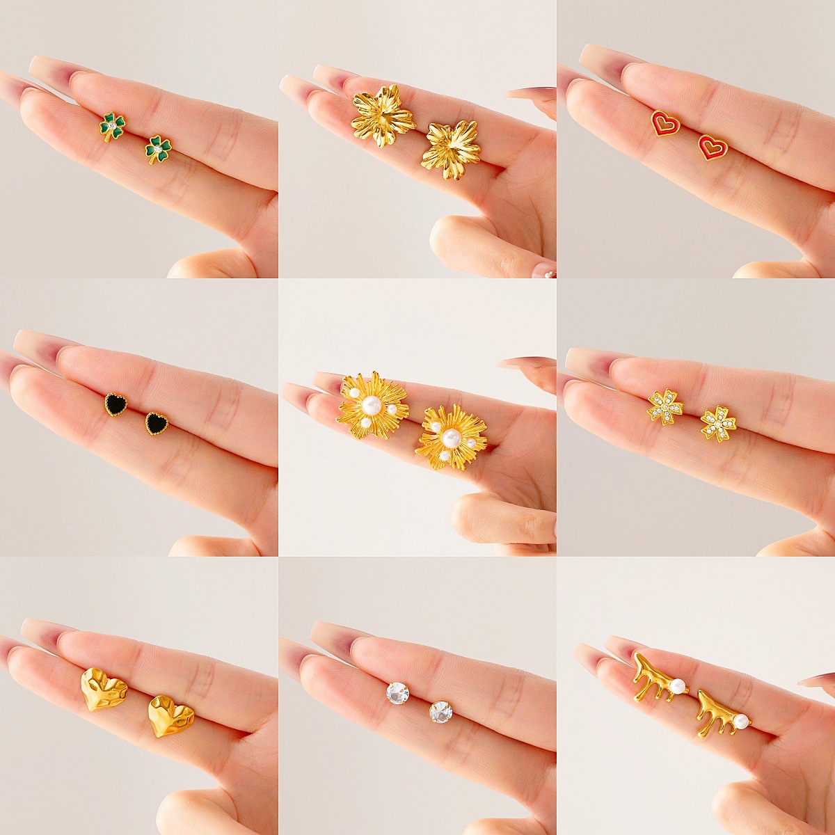 5g Weight 304 Stainless Steel Ear Needle Material 18K Gold Plated Plating Material Ear Studs Classification 1 Pair Quantity Daily Occasion Titanium Steel Material U Shape, Four Leaf Clover, Heart Shape Pattern All Seasons Season Women's Gender Elegant Style 1 Pair Elegant U Shape Four Leaf Clover Heart Shape Titanium Steel 18K Gold Plated Ear Studs 1