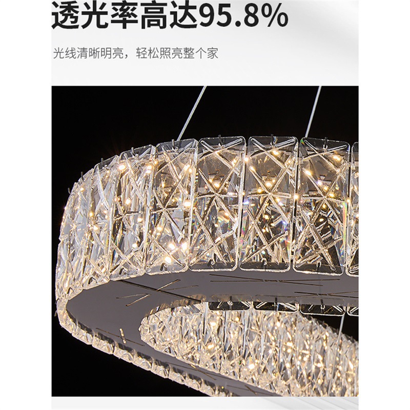 Araña de sala de estar de lujo ligera moderna, diseñador, lámpara de cristal de alta gama, nueva lámpara de comedor de alta gama, lámpara triangular