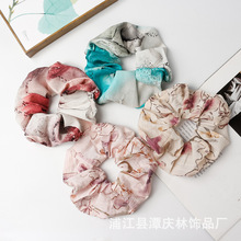 欧根纱雪纺头花高雅贵气仙气儿花卉印花发饰蜜桃轻甜氛围感大肠圈