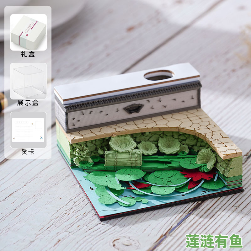 [超美しい] 3D 立体付箋紙彫刻モデルメモ帳手引き文化的および創造的なカレンダー創造的な付箋装飾品|undefined