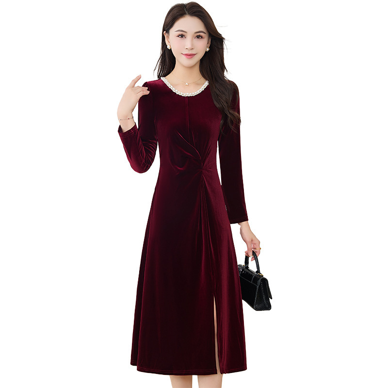 时尚喜婆婆婚宴连衣裙女2025年春秋新款妈妈装气质礼服裙|undefined