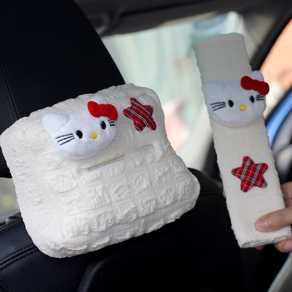 hellokitty car tissue box car paper box car decoration cute cartoon tissue bag hanging