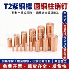 T2紫铜棒倒角实心圆柱销铜柱销导电铜粒铜销钉精密切割加工铜棒