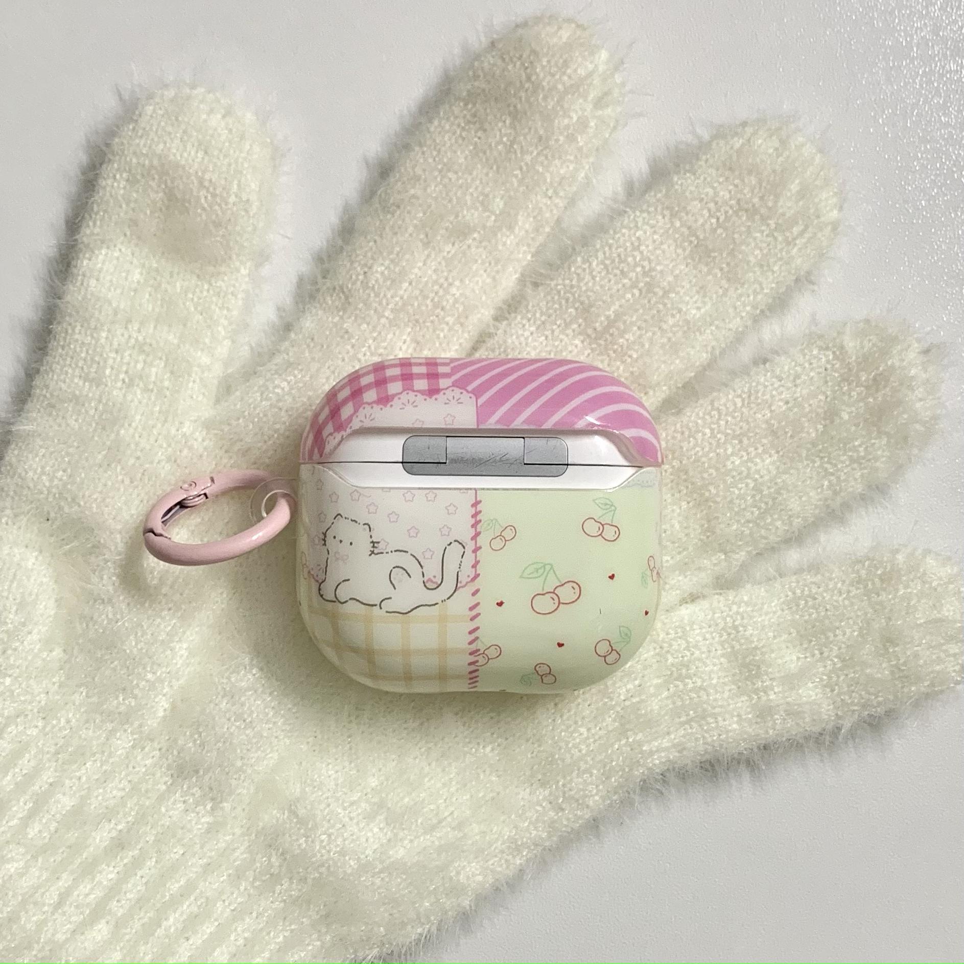 Ins empalme cereza gato para Airpods nuevo colgante Pro2 de 1/2 generación 3/4 funda para auriculares de generación Pro femenino 3/4