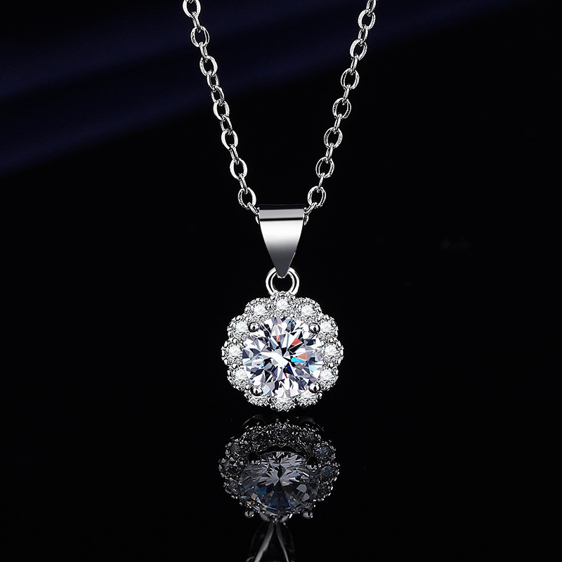 Collier avec pendentif rond en forme de sac X71, 1 carat [avec chaîne]