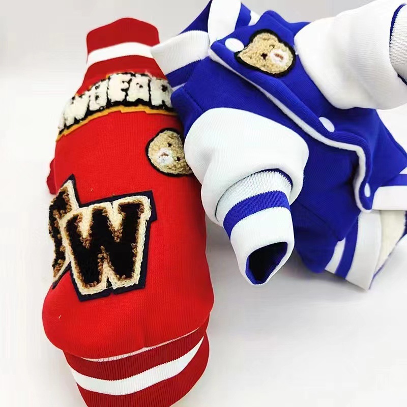 Dog new autumn and winter clothes pet elastic clothes jacket Teddy Schnauzer Pomeranian Bichon Frize Baseball Uniform Cardigan
